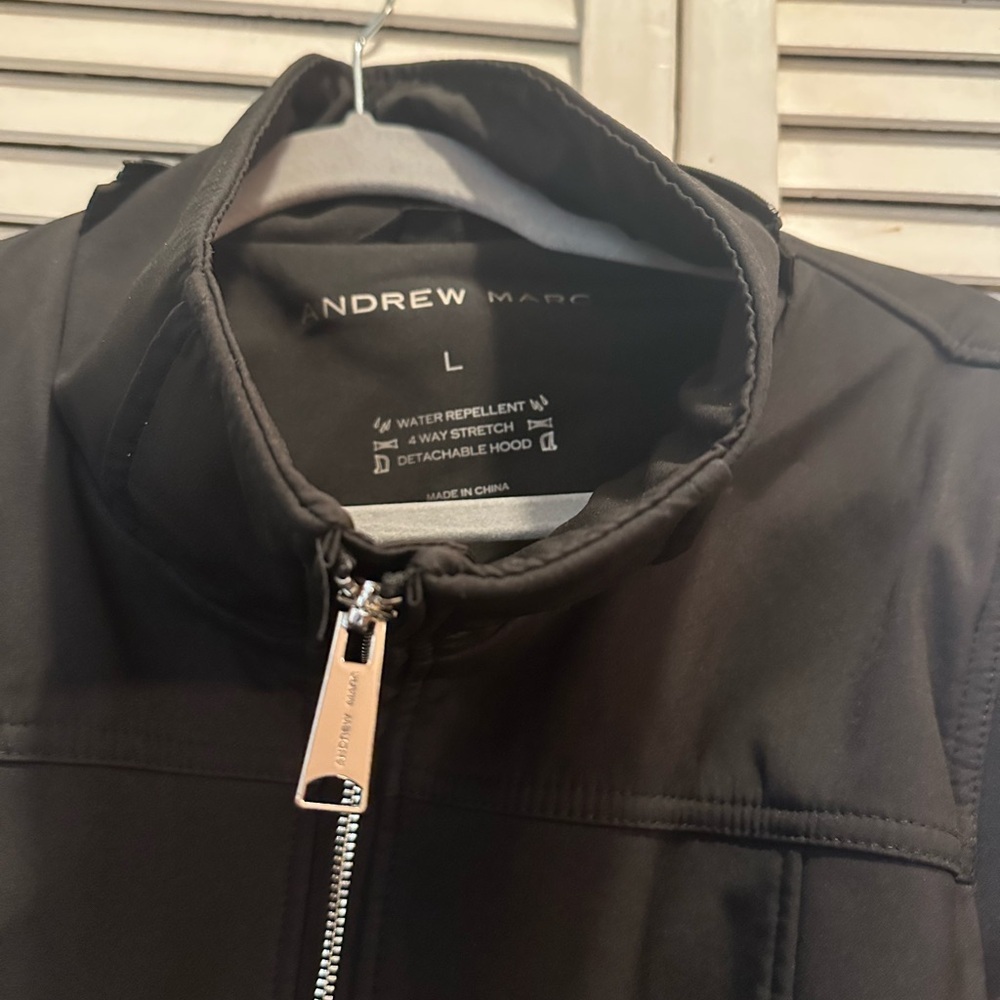 Andrew Marc Black Jacket with Silver Zip - Picture 4 of 6